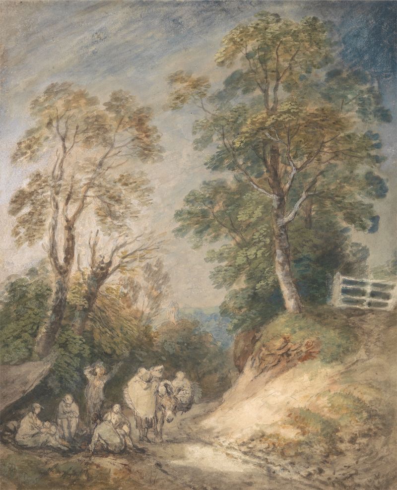 Country Lane with Gypsies Resting, oil painting by Thomas Gainsborough