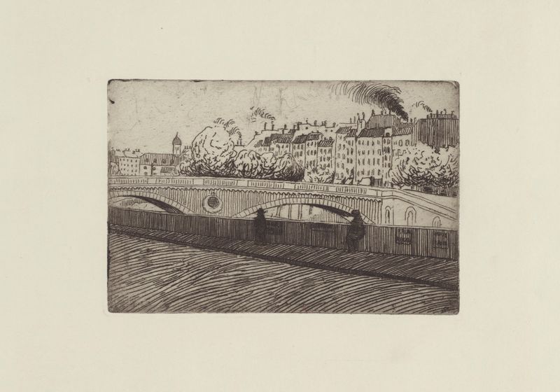 Le pont St Michel by Félix Vallotton, oil on canvas depicting a bridge over a river in Paris.
