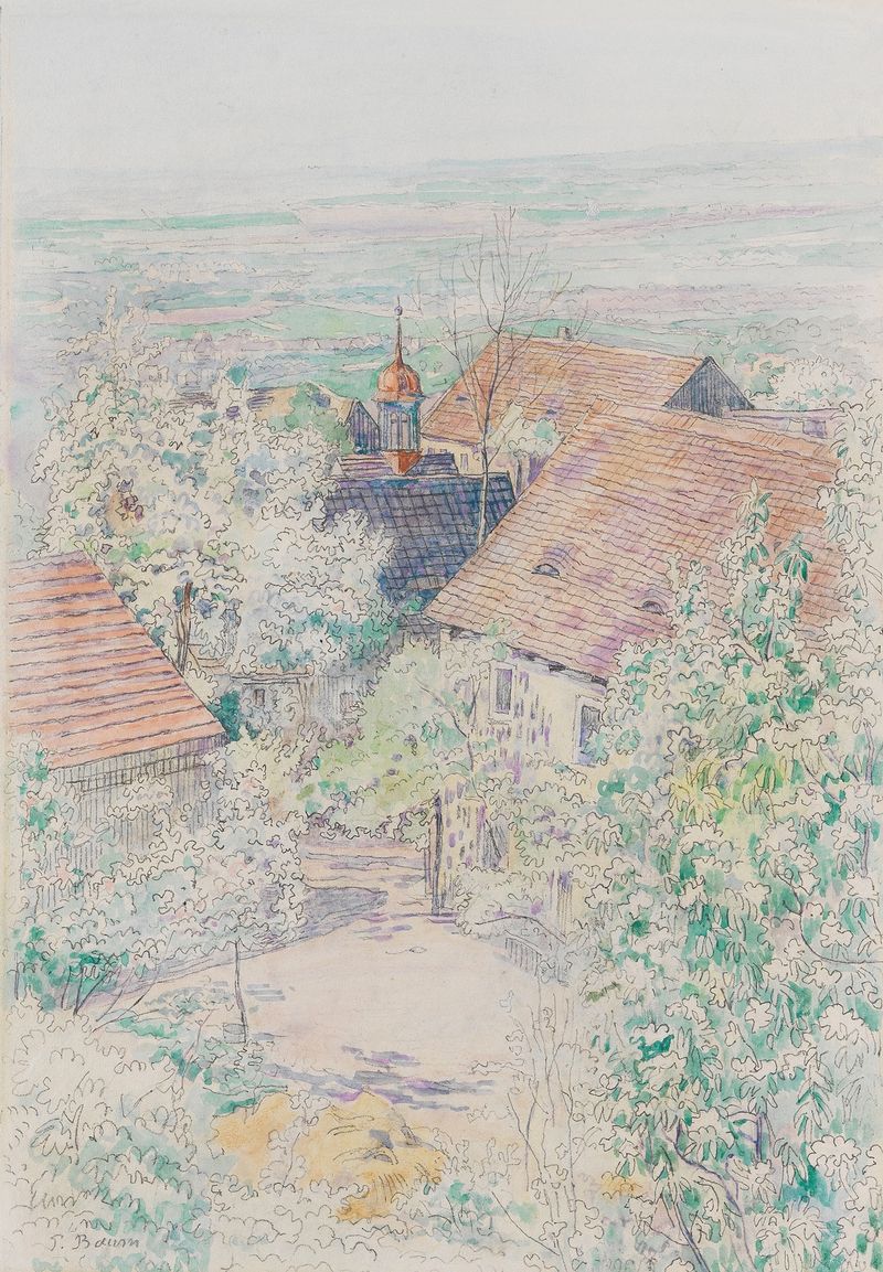 Landscape with trees and sky by Paul Baum, Impressionism