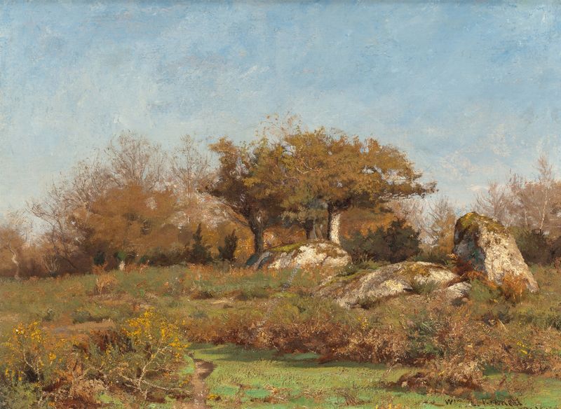 Pont Aven by William Lamb Picknell, oil painting depicting a serene river landscape