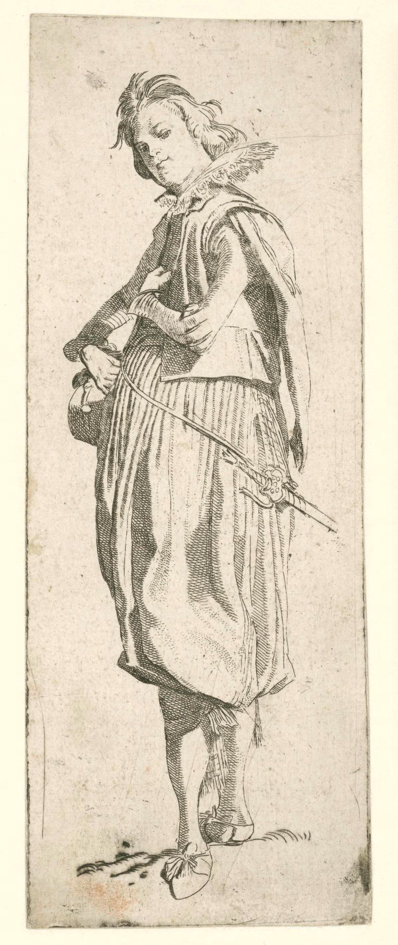 Portrait of an elegant gentleman in etching by Willem Pietersz Buytewech