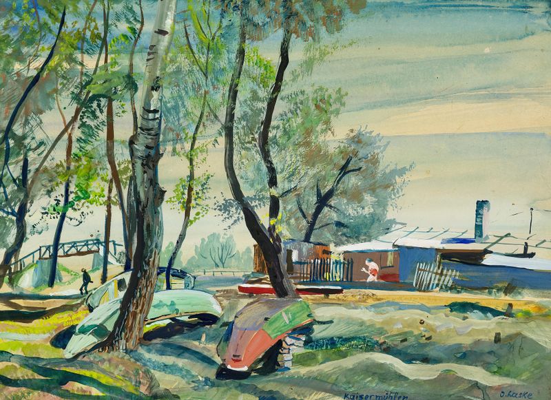 Paisagem expressionista de Oskar Laske, com pinceladas vibrantes e cores quentes