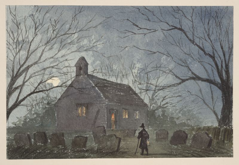 Gravura de Paul Braddon mostrando arquitetura em ruínas e sombras de memória.