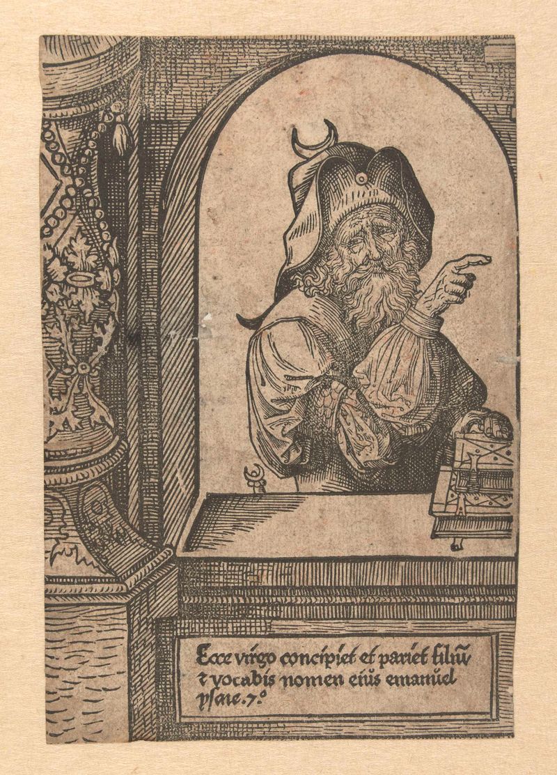 Representação religiosa do profeta Jesaja por Jacob Cornelisz van Oostsanen, meio papel