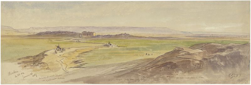 Aquarela de Edward Lear representando o templo de Dendera no Egito.