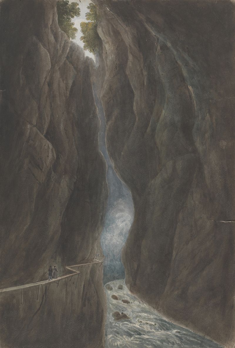 Paisaje que representa un pueblo en Suiza por Isaac Weld, Romanticismo