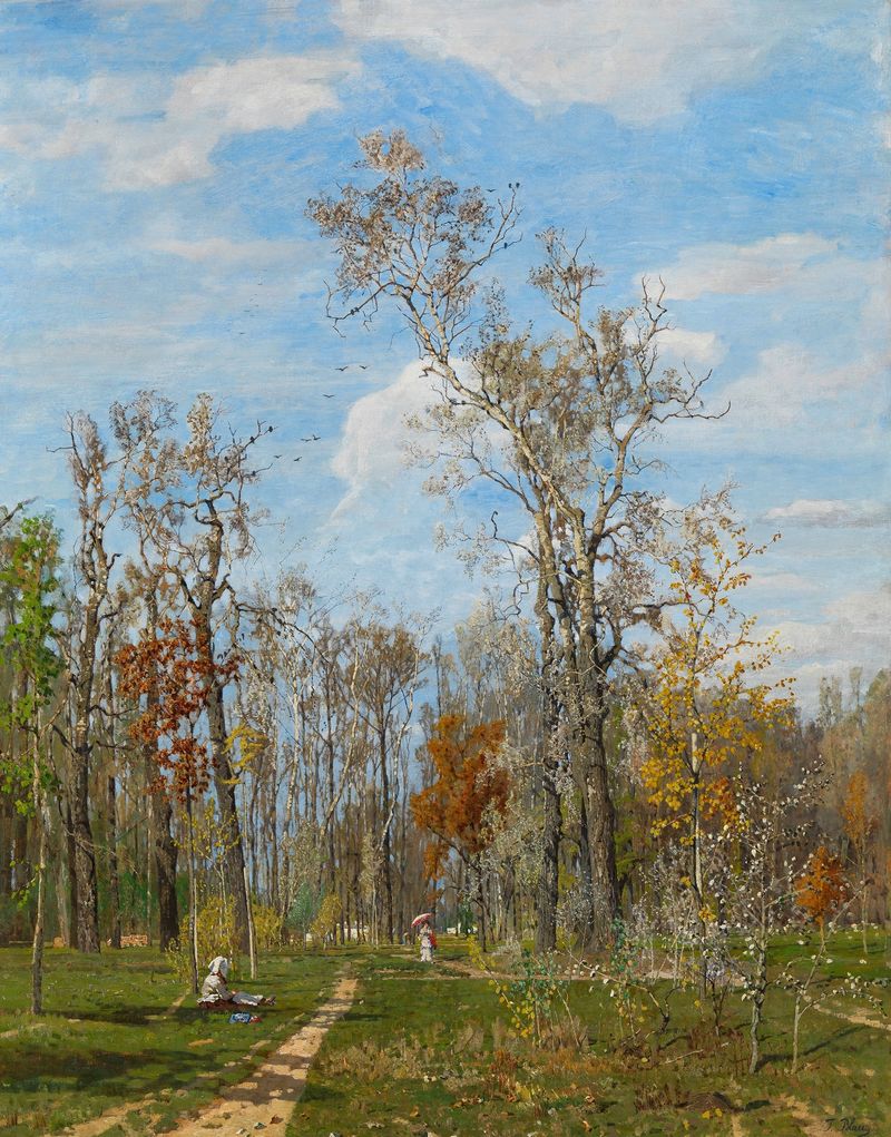 Landscape with a river and greenery, oil painting by Tina Blau