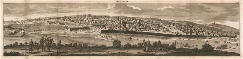 View of Jerusalem de Cornelis De Bruyn, óleo sobre tela retratando uma paisagem com o Monte do Templo.