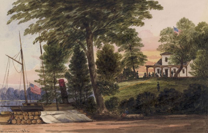 Landscape with a white house by the Pamunkey River, oil painting by William McIlvaine