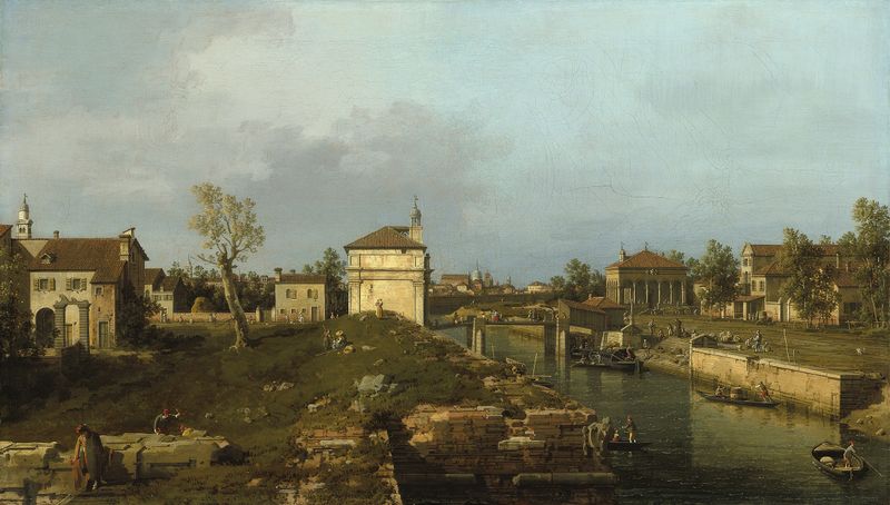 A Porta Portello, arquitetura em óleo sobre tela de Canaletto