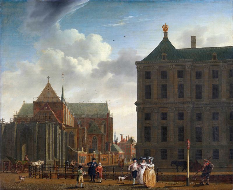 The Nieuwe Kerk and Town Hall in Amsterdam, oil painting by Isaac Ouwater
