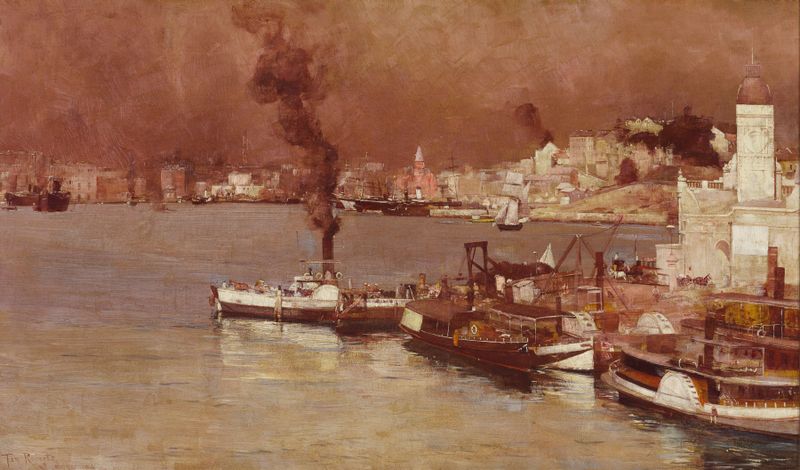 Autumn morning at Milson's Point, Sydney by Tom Roberts, oil painting