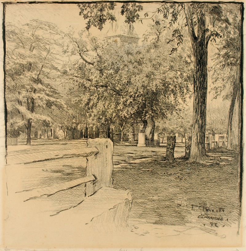 Paisagem de Ernest Peixotto, 1892, retratando um rio e suaves tons de céu.