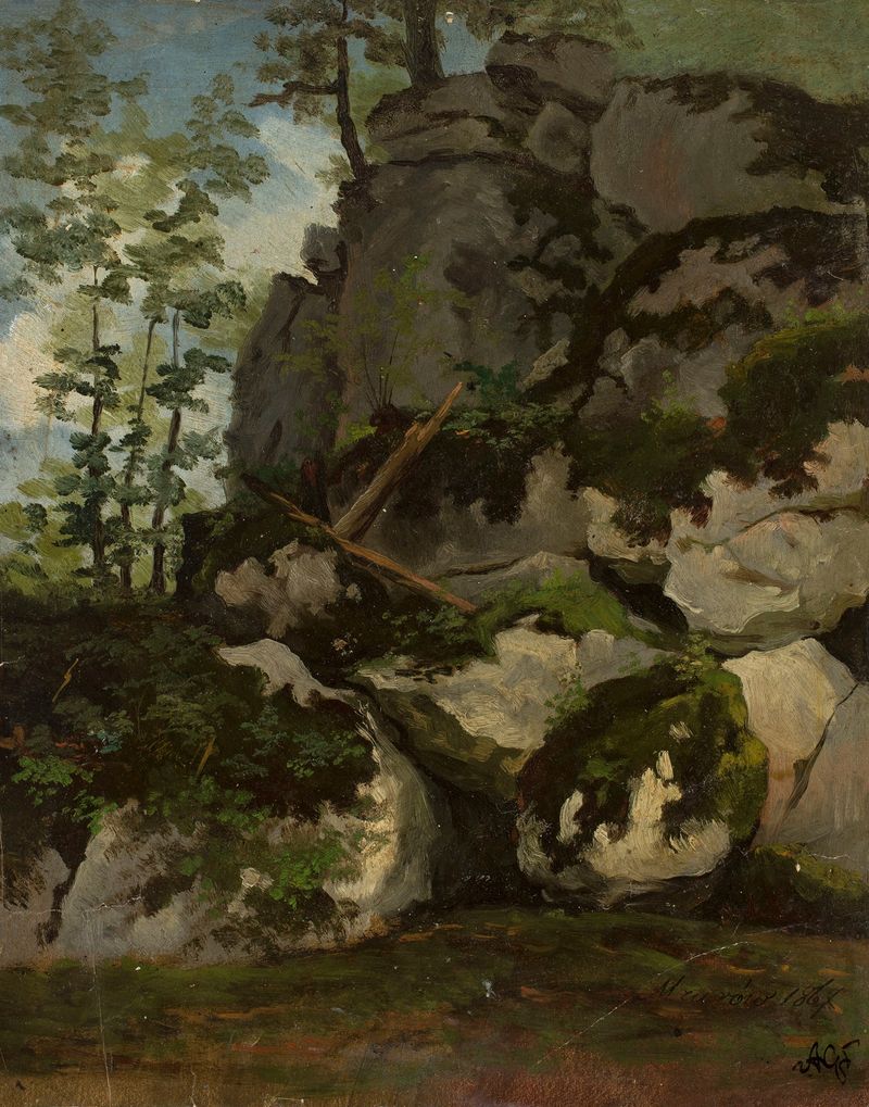 Paisaje con rocas, pintura al óleo de Adrian Głębocki