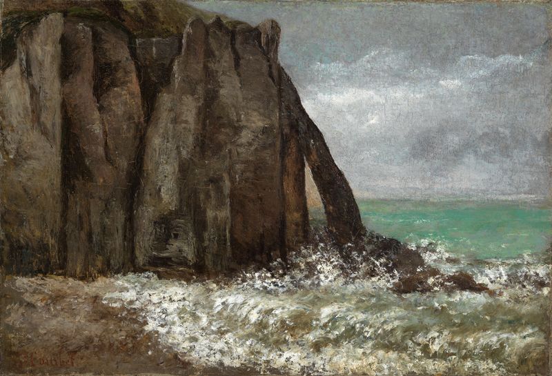 Coastal landscape of Strand von Etretat, oil on canvas by Gustave Courbet