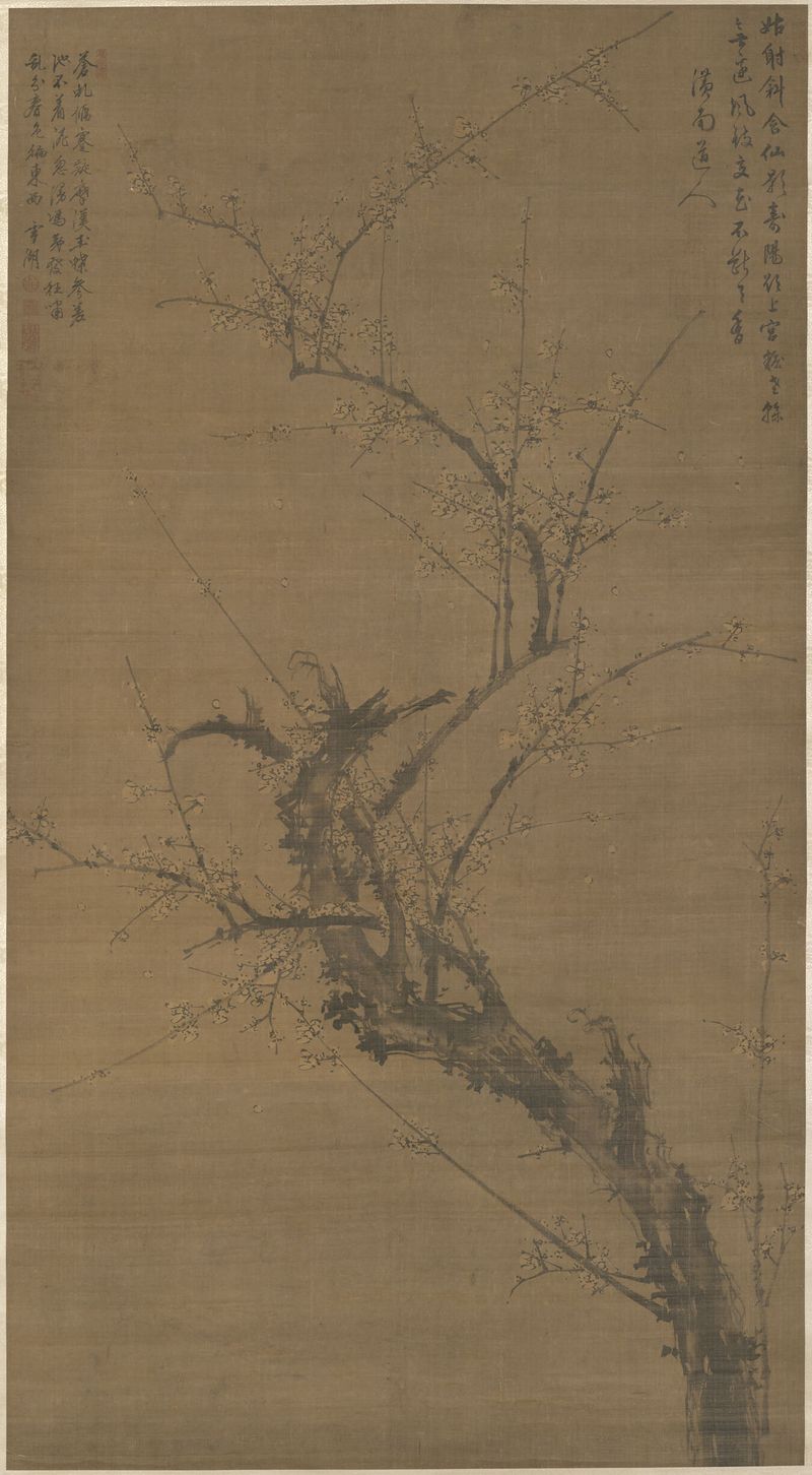 Branch of Blossoming Plum, tinta sobre seda de Liu Shiru