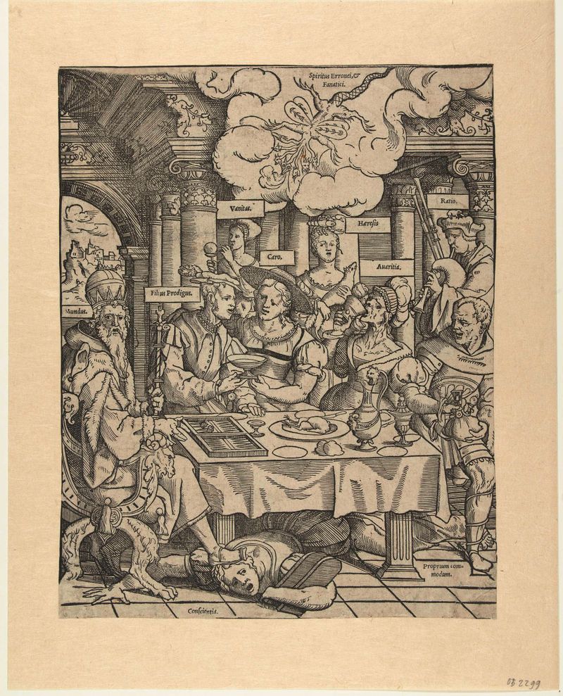 Figurative scene of a son in despair, paper by Cornelis Anthonisz