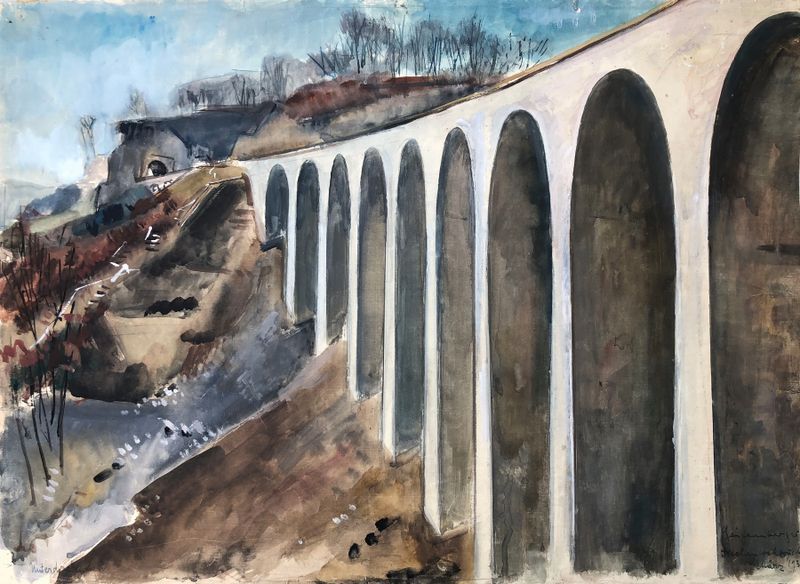Drachenlochbrücke am Drackensteiner Hang, óleo sobre lienzo de Otto Geigenberger