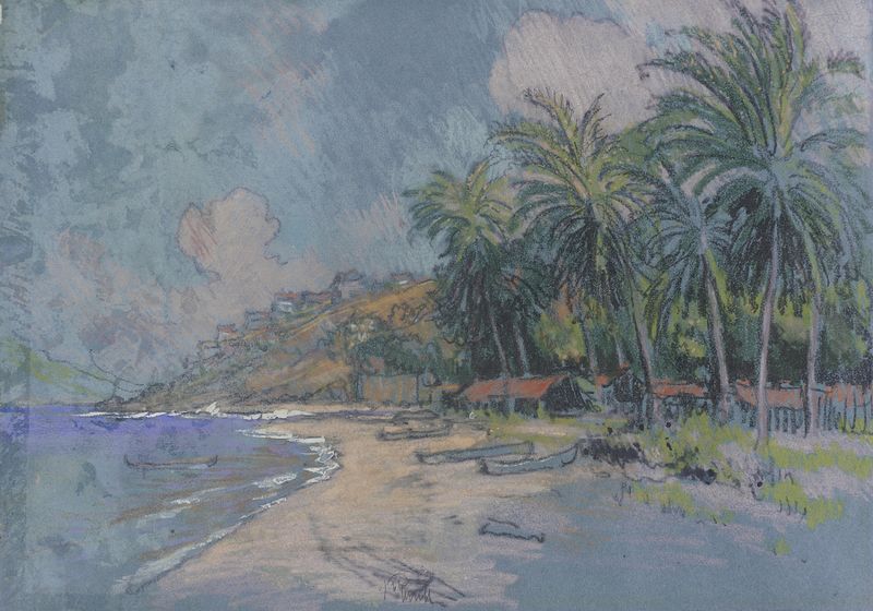 Escena marina de la playa y el océano por Joseph Pennell, Impresionismo