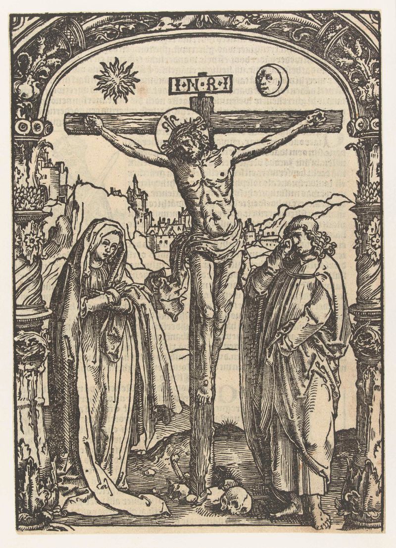 Christus aan het kruis, grabado de Lucas van Leyden, que representa a Cristo en angustia en la cruz.