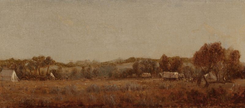 A Sketch at the Camp on the La Bonté, oil on canvas by Sanford Robinson Gifford