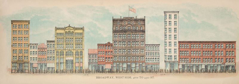 Escena arquitectónica de Broadway, West Side por Mail & Express, 1899