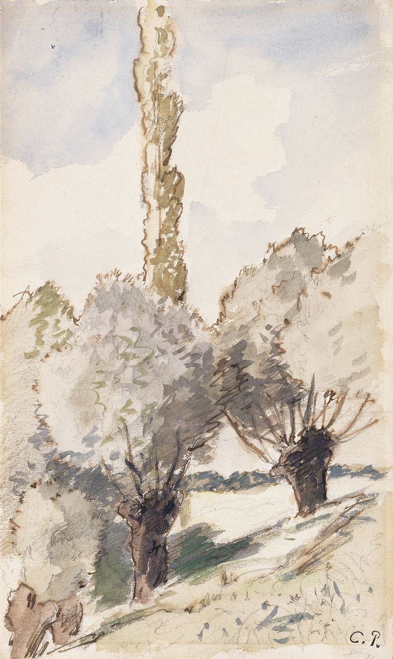 Paisaje con árboles y luz de Camille Pissarro, óleo