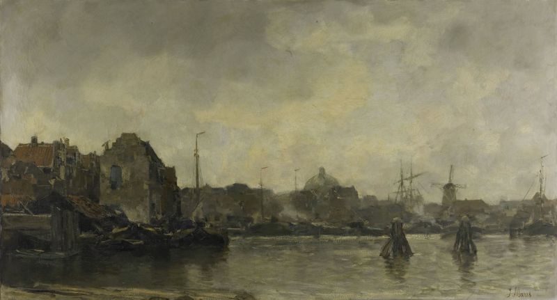 Cityscape at twilight, oil on canvas by Jacob Maris