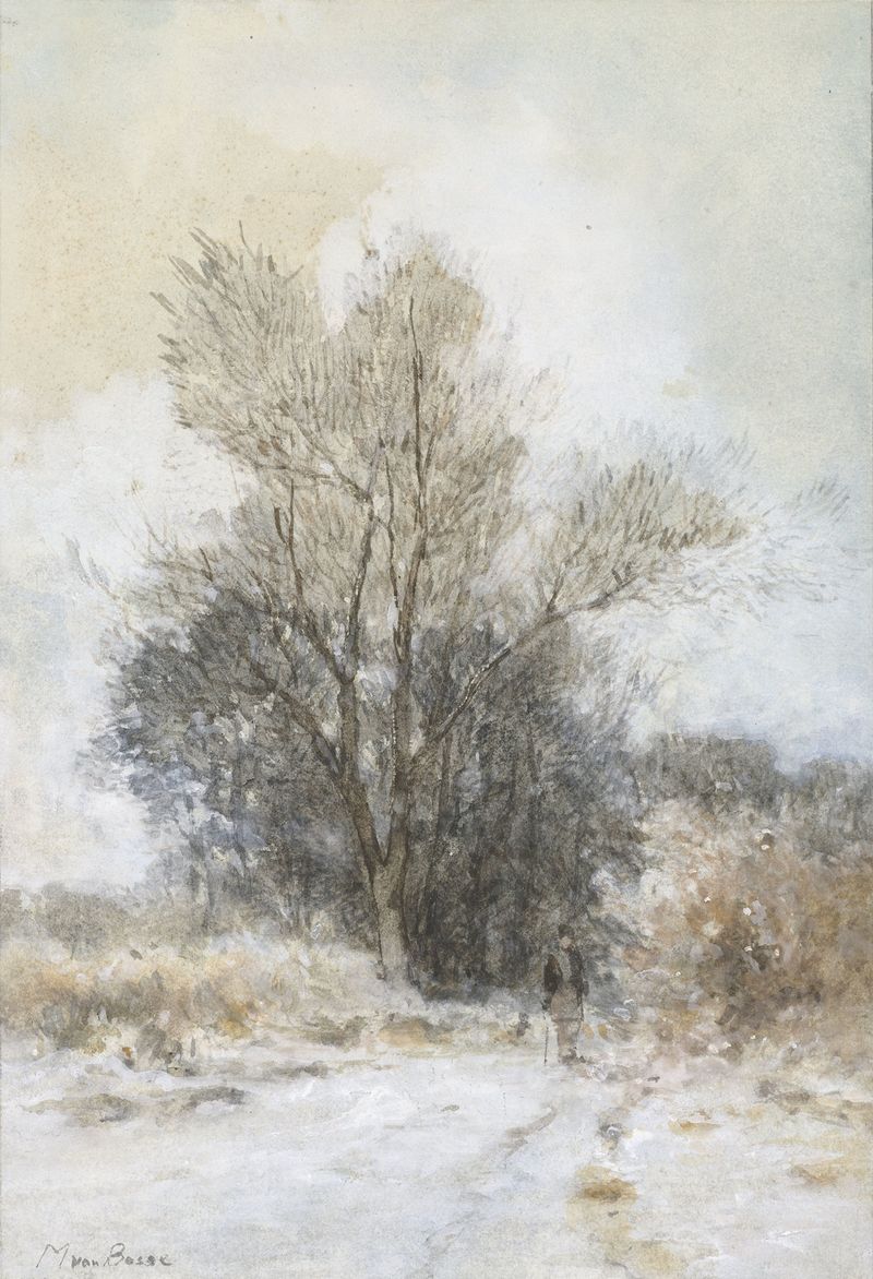 Winter landscape with snow by Maria Bilders-van Bosse, oil on canvas