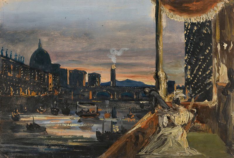 Iluminações no Rio Arno na Festa de San Giovanni, óleo sobre tela de William Blundell Spence