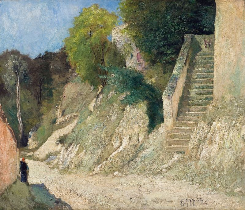 A steep hillside with light and shadow, oil on canvas by Carl Fredrik Hill