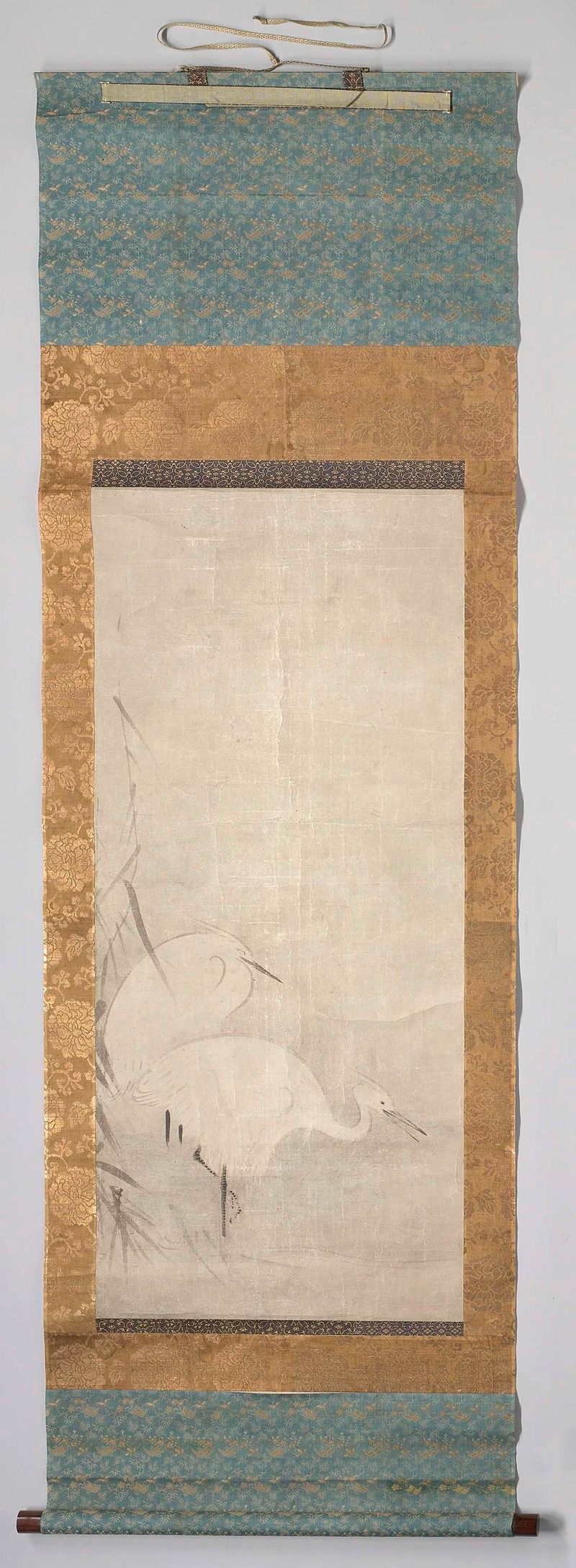 Dos garzas de pie en el agua, Ukiyo-e de Kaihoku Yusho