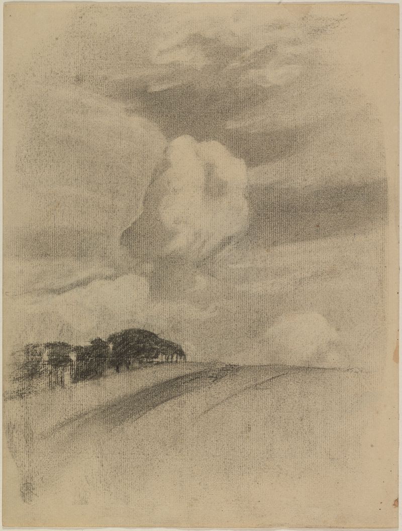 Landschaftsstudie by Gustav Kampmann, depicting a serene landscape with rolling hills in an unknown medium.