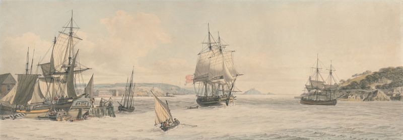 Marine scene of Plymouth Roads by John Thomas Serres, oil on canvas