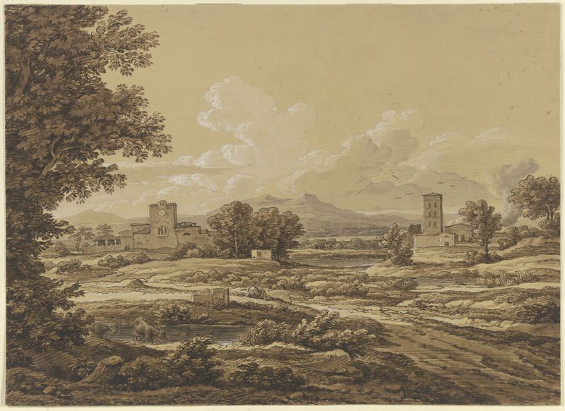 Landschaft mit der Torre del Quinto vor Rom by Johann Christian Reinhart, oil painting