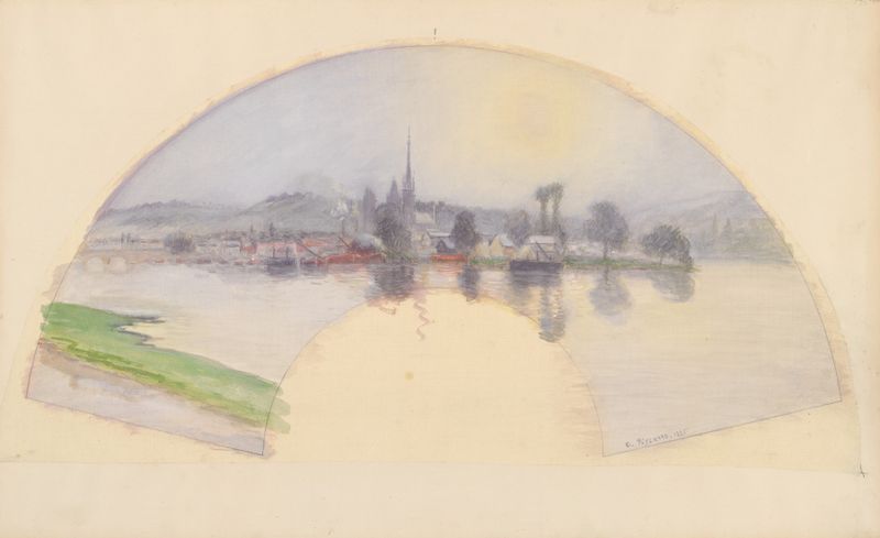 Vista da paisagem de Rouen por Camille Pissarro, pintura a óleo