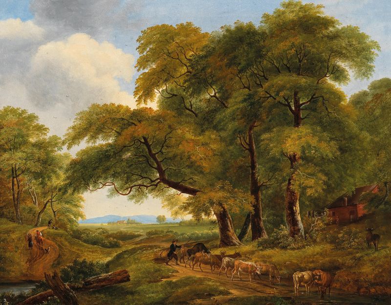 Paisagem com um rebanho pastando, de Monogrammist SH