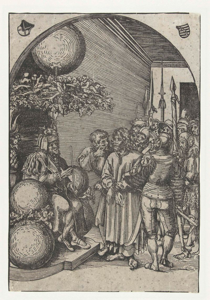Escena religiosa de Cristo ante Herodes, papel de Lucas Cranach, 1509