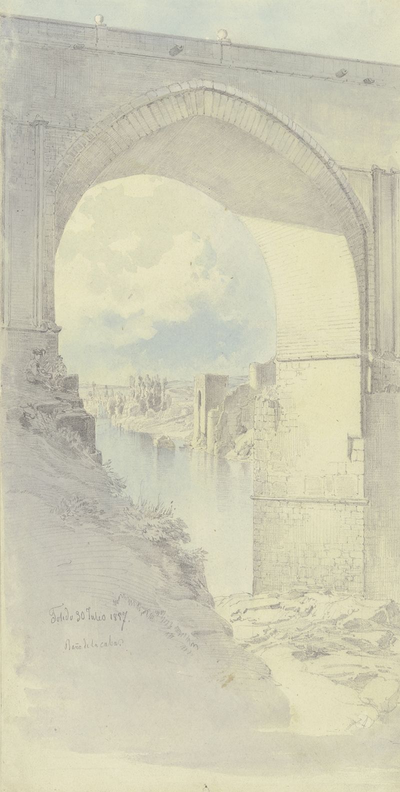 Architecture scene featuring a bridge in Toledo by Fritz Bamberger