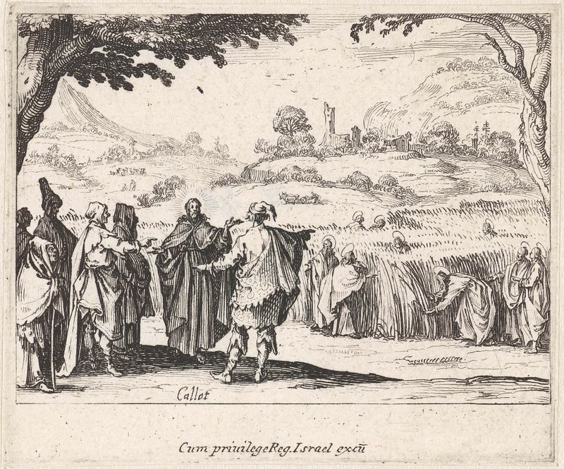 Gravura de Jacques Callot mostrando Cristo debatendo com os fariseus sobre o sábado