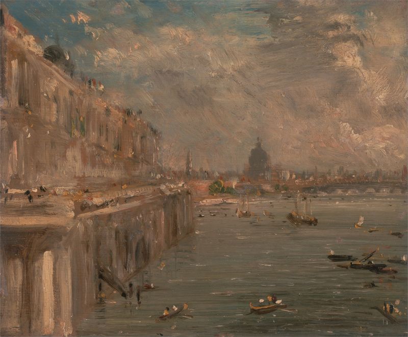 Somerset House Terrace da Waterloo Bridge, óleo sobre tela de John Constable