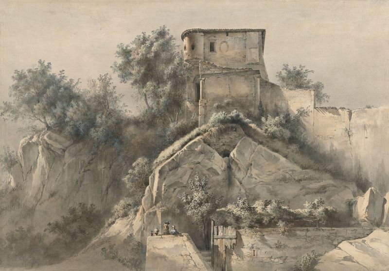 Landscape with Château Galliard, pintura al óleo de Jean-Jacques de Boissieu