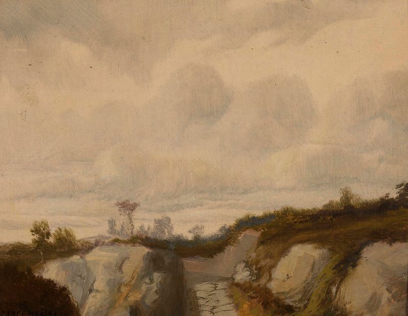 Camino entre rocas de Jozef Chelmonski, realismo, que representa un camino sinuoso entre rocas
