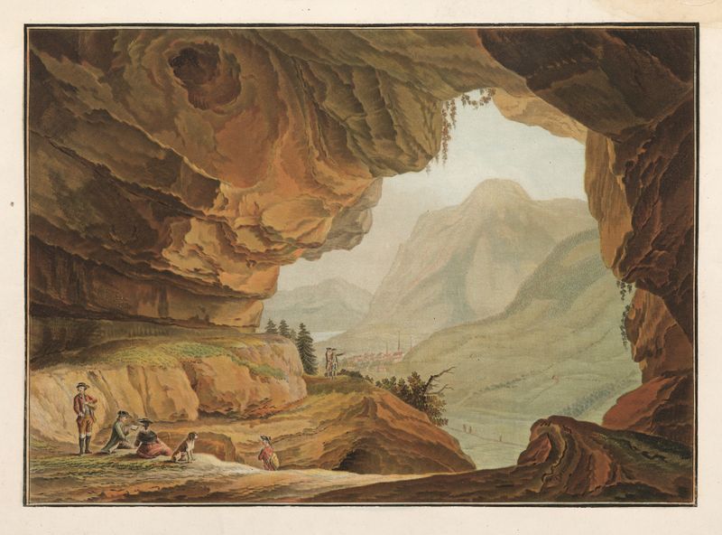 Paisagem com montanhas e florestas de Caspar Wolf, pintura a óleo