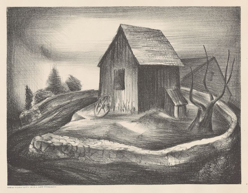 Barn and Tree by Charles Henry Alston, expressionism, oil painting