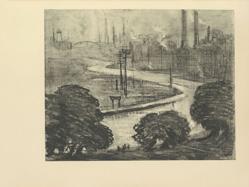 East London – The River Lea, tinta sobre papel de Joseph Pennell