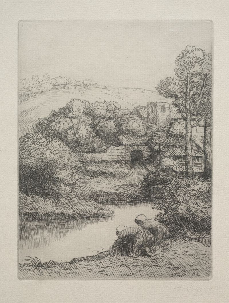 O Lavador de Alphonse Legros, mulheres lavando roupas na água.