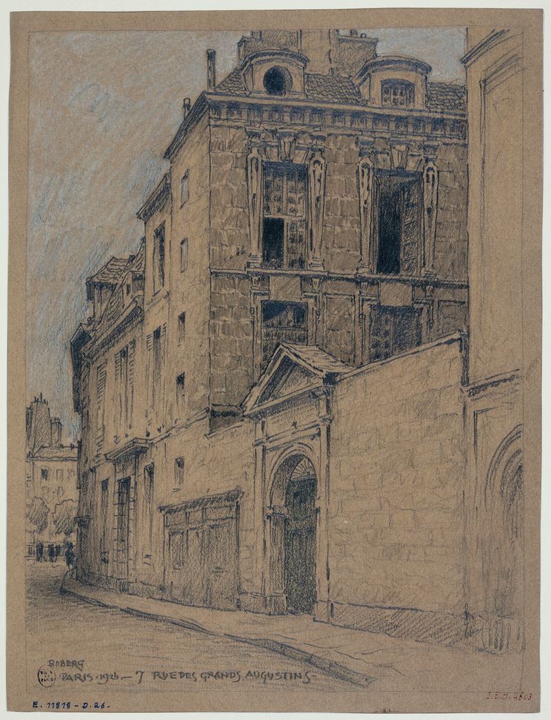 Arquitectura de Ferdinand Boberg, 1926, que representa un edificio con una puerta de arco suave.