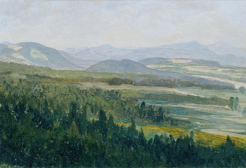 Landscape of Böhmisches Mittelgebirge by Ferdinand Engelmüller, oil painting