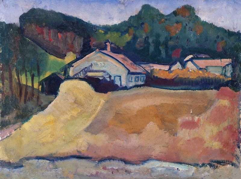 Landscape by Paul Klee, oil on canvas with vibrant colors depicting a dreamlike scene.